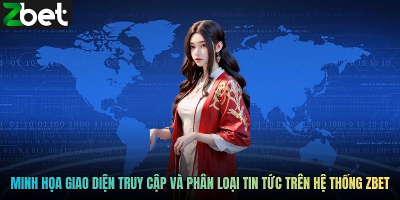 Minh họa giao diện truy cập và phân loại tin tức trên hệ thống ZBET